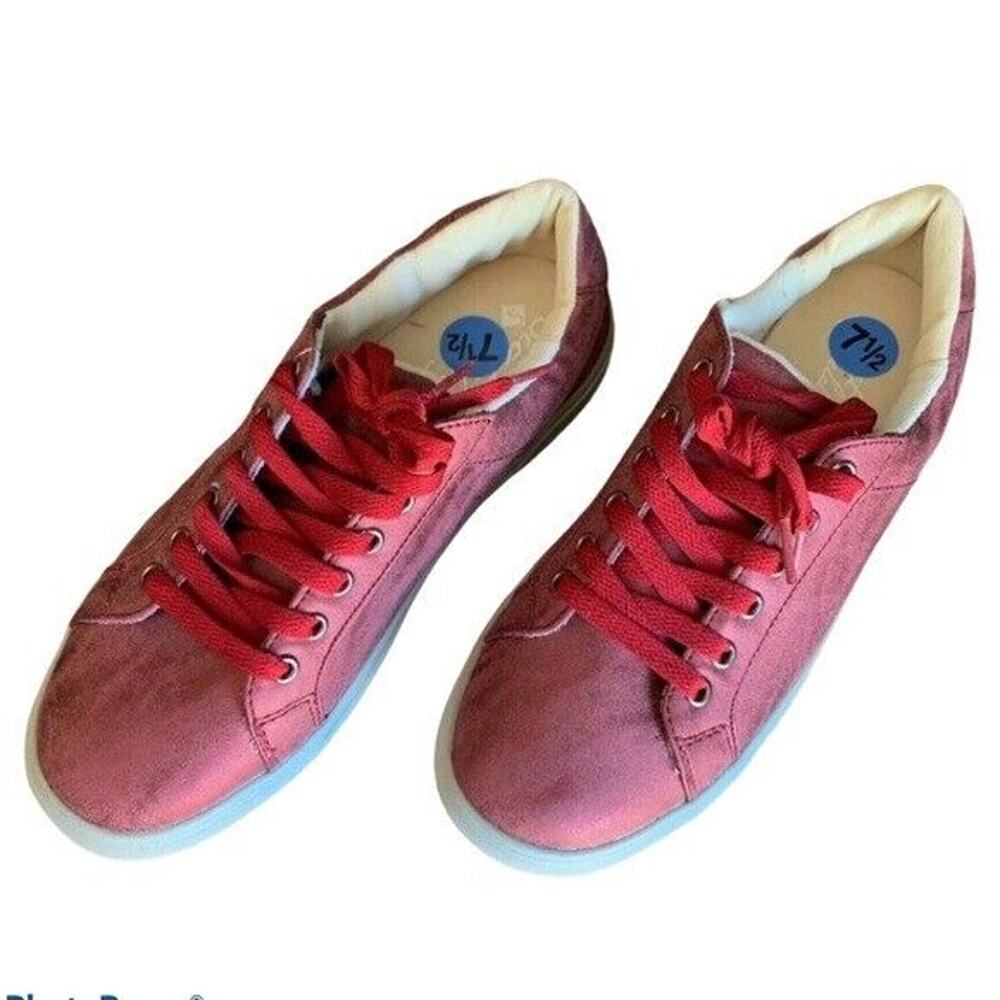 Secret Celebrity Felicity Pearlized Sneakers Sz 7.5 red Rubi low Shoes Lace Up